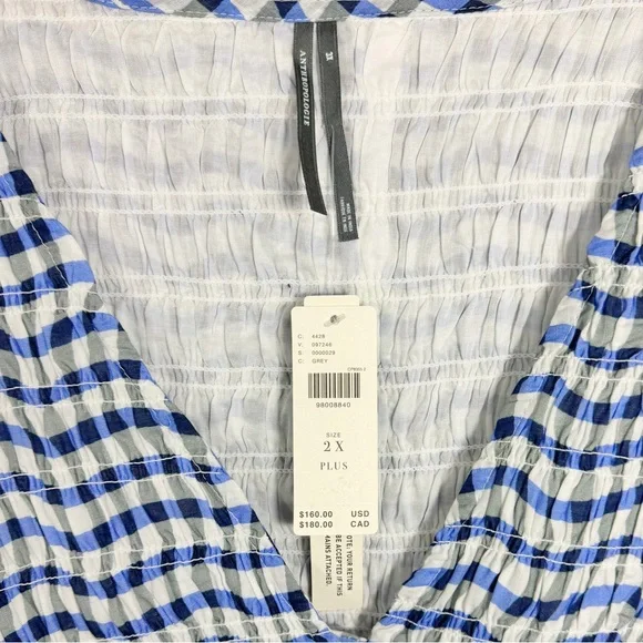 Anthropologie Peregrine Blue and White Midi Dress 3X NWT - Picture 8 of 11